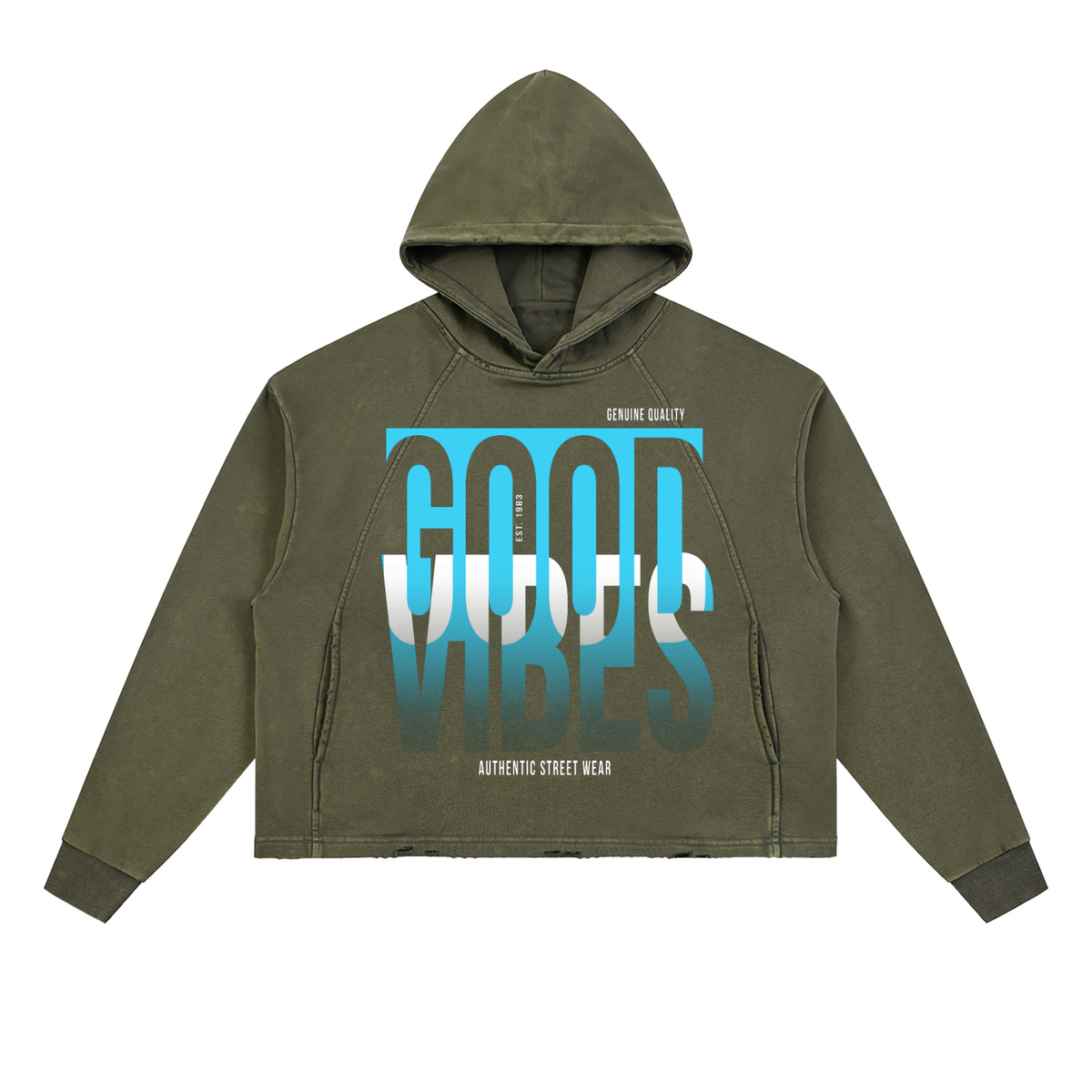 Vintage Washed Frayed-Hem Hoodie
