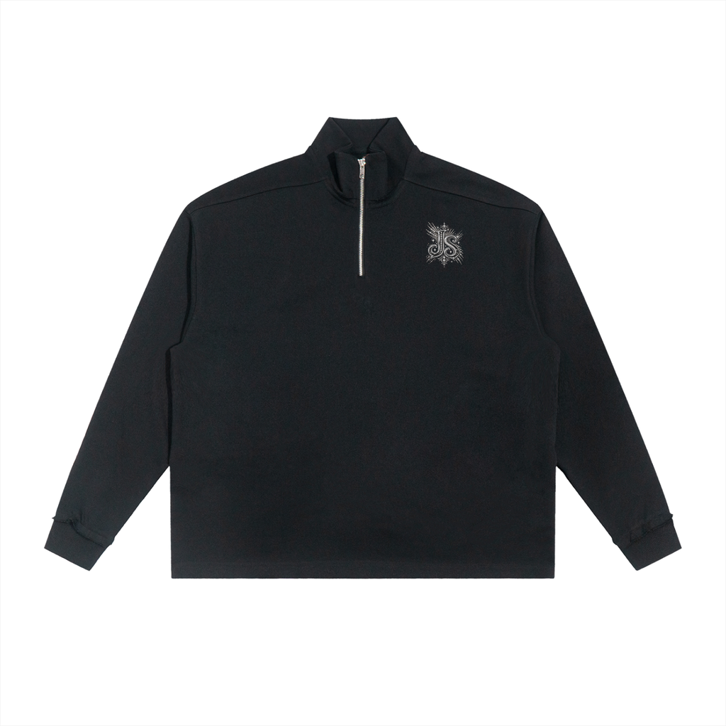 Half-Zip Rolled Edge Fleece Sweatshirt