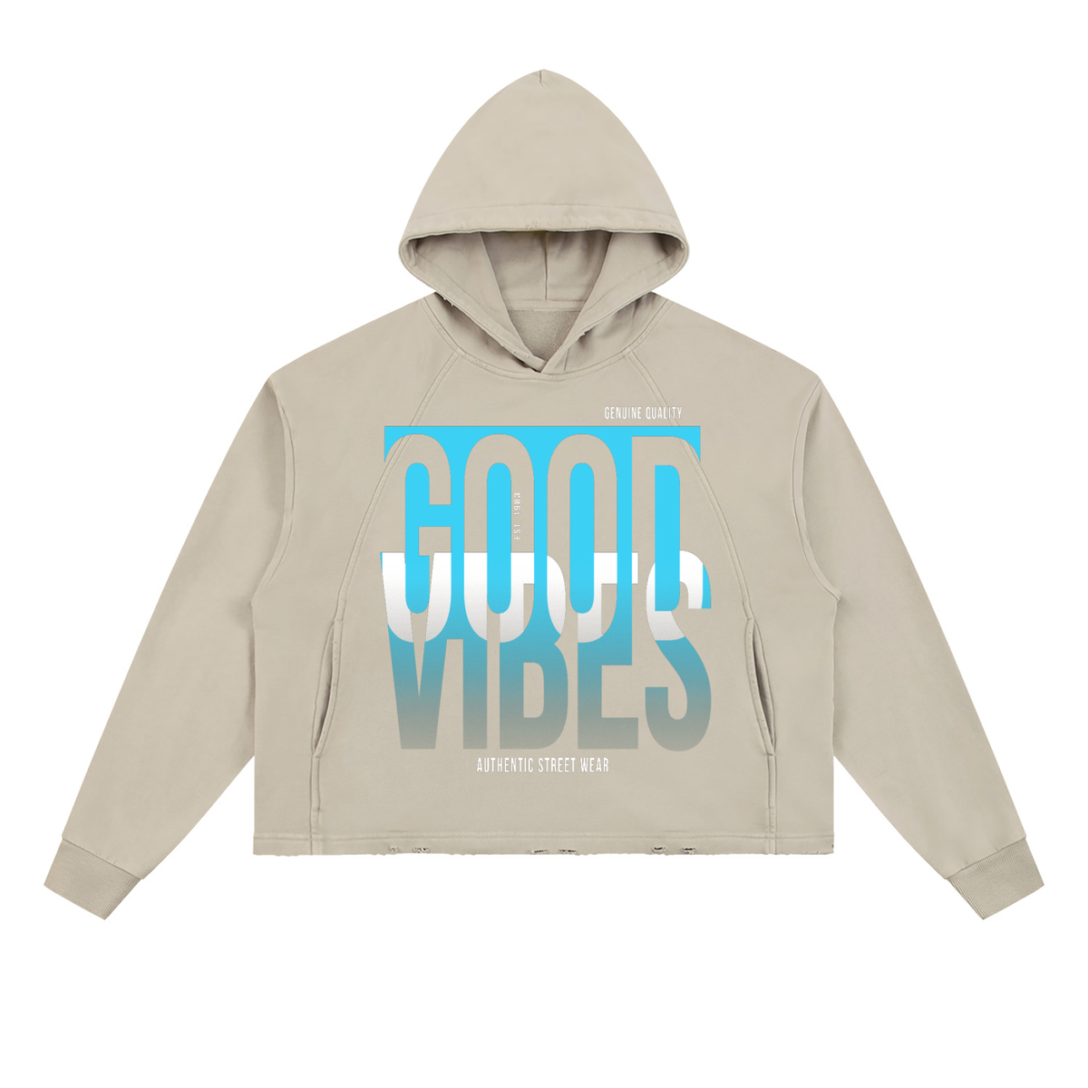Vintage Washed Frayed-Hem Hoodie