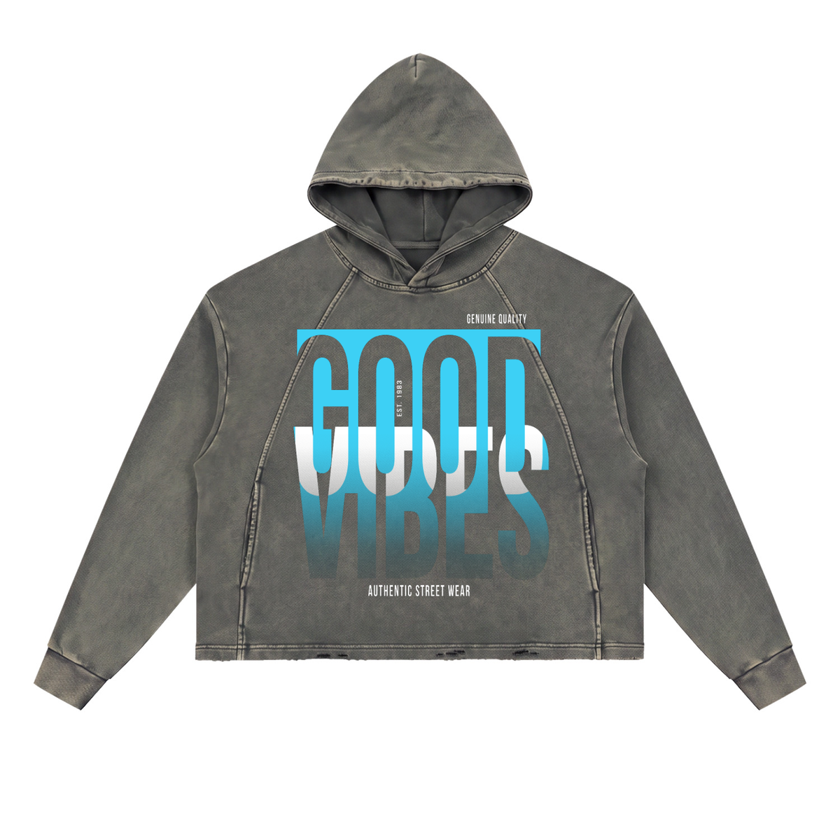 Vintage Washed Frayed-Hem Hoodie