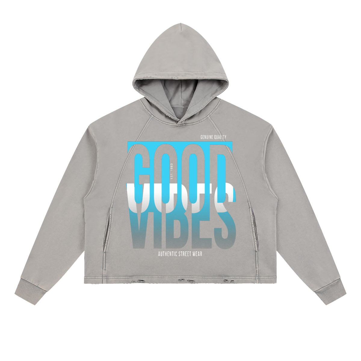 Vintage Washed Frayed-Hem Hoodie