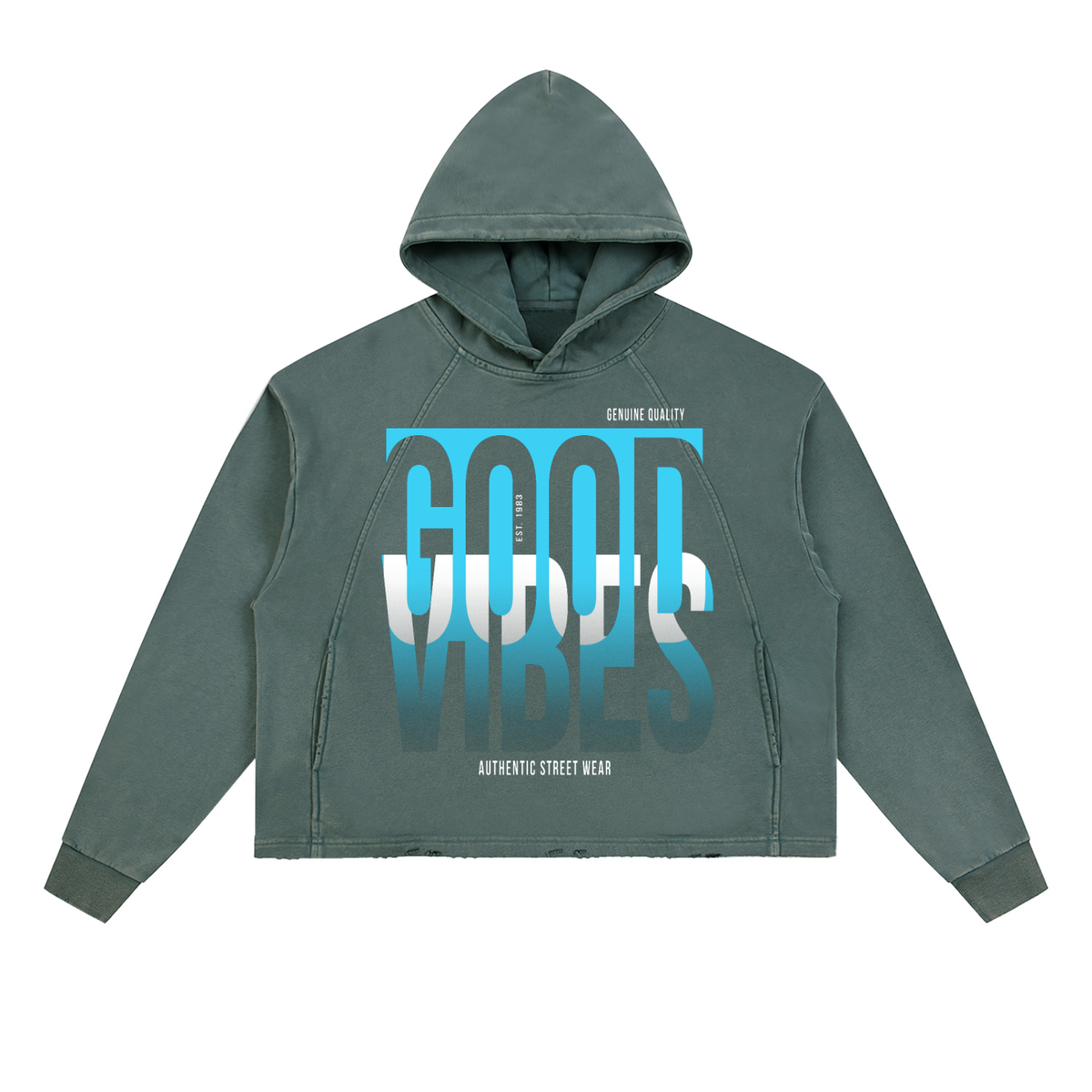 Vintage Washed Frayed-Hem Hoodie