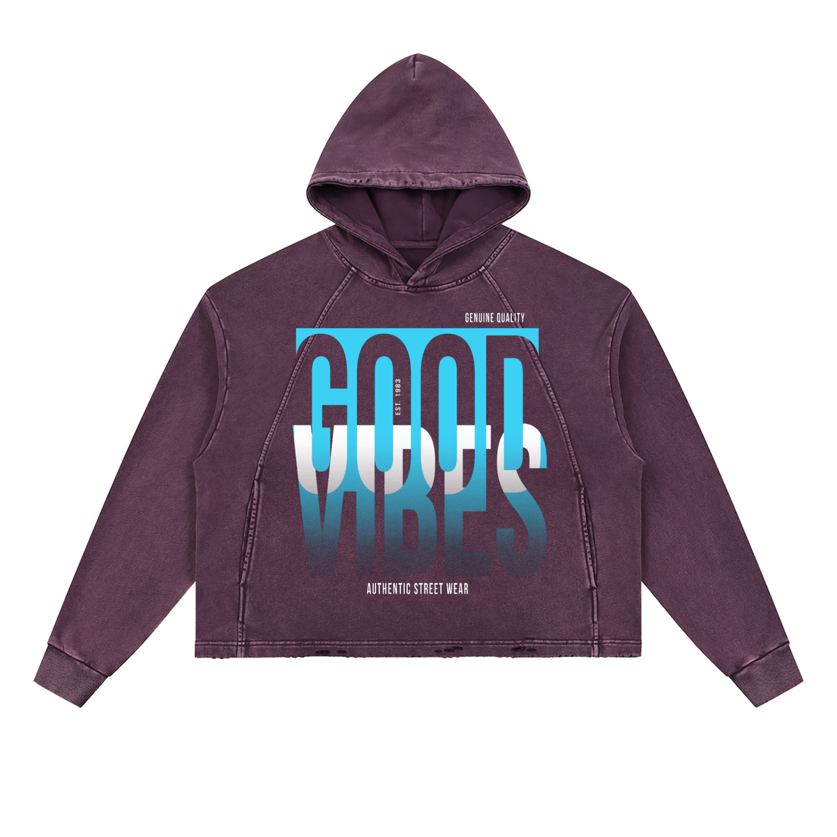 Vintage Washed Frayed-Hem Hoodie