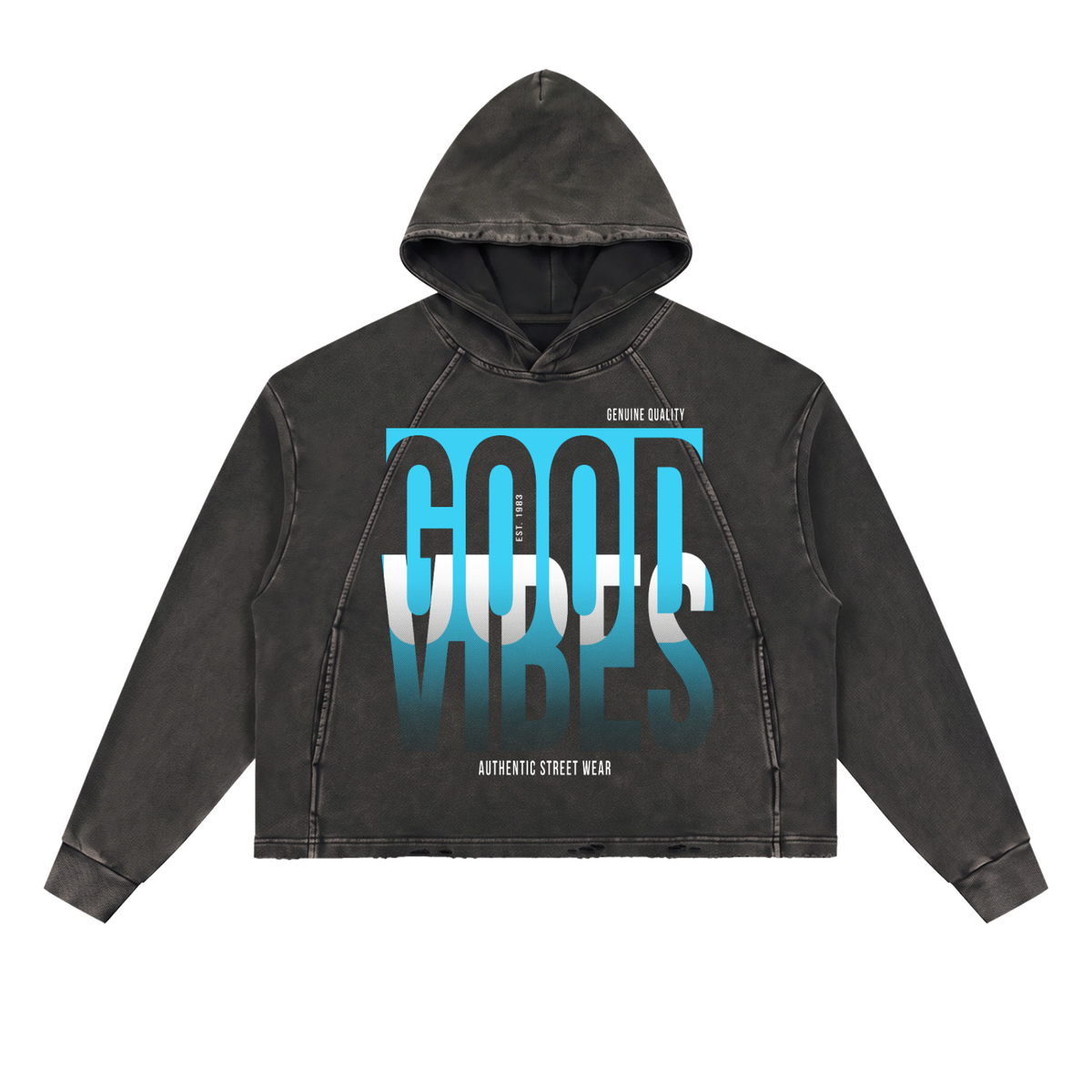 Vintage Washed Frayed-Hem Hoodie