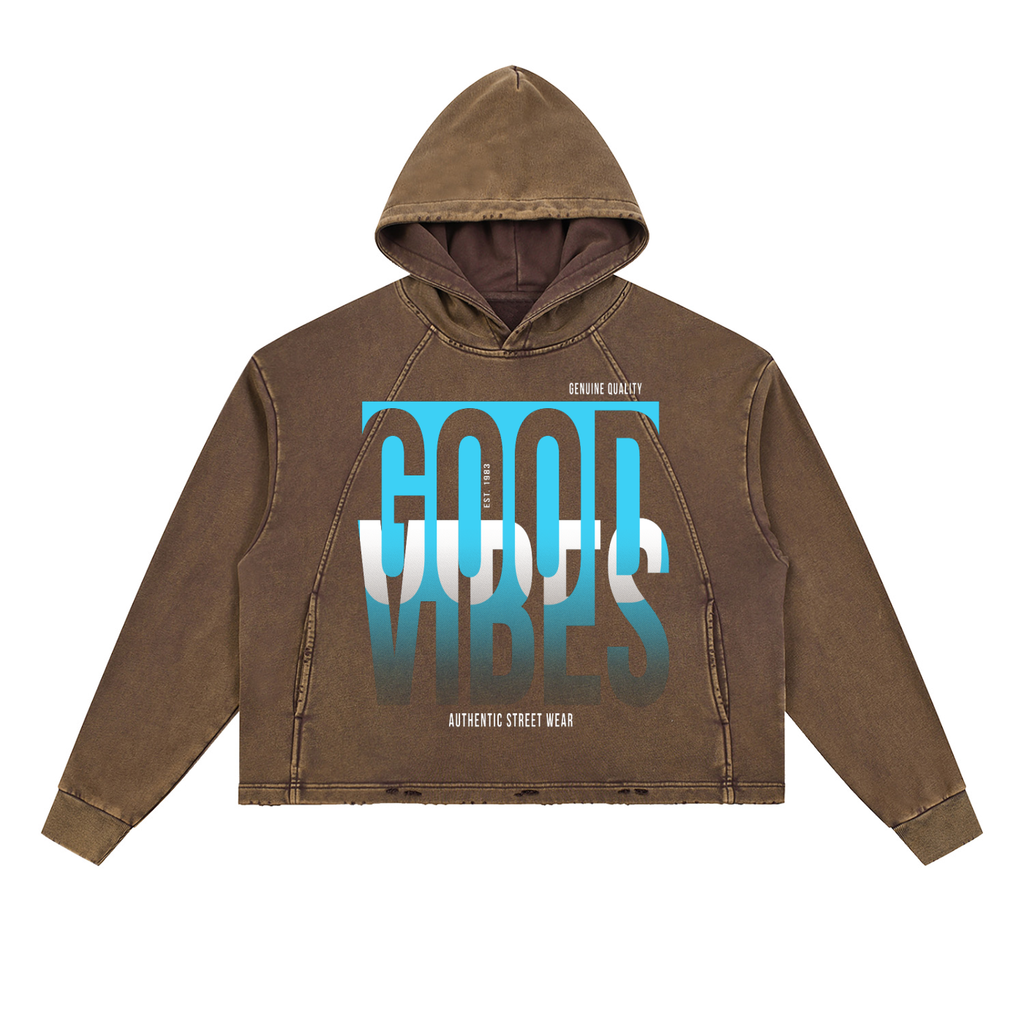 Vintage Washed Frayed-Hem Hoodie